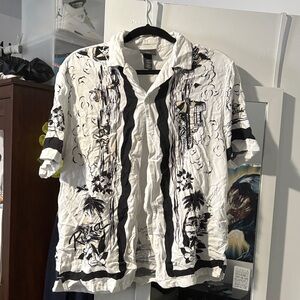 H&M Black and White Graphic Shirt Jacket